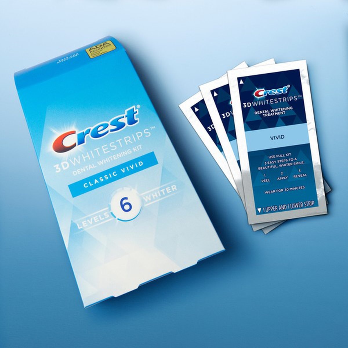 slide 1 of 1, Crest 3Dwhitestrips Classic Vivid At-Home Teeth Whitening Kit, 10 ct