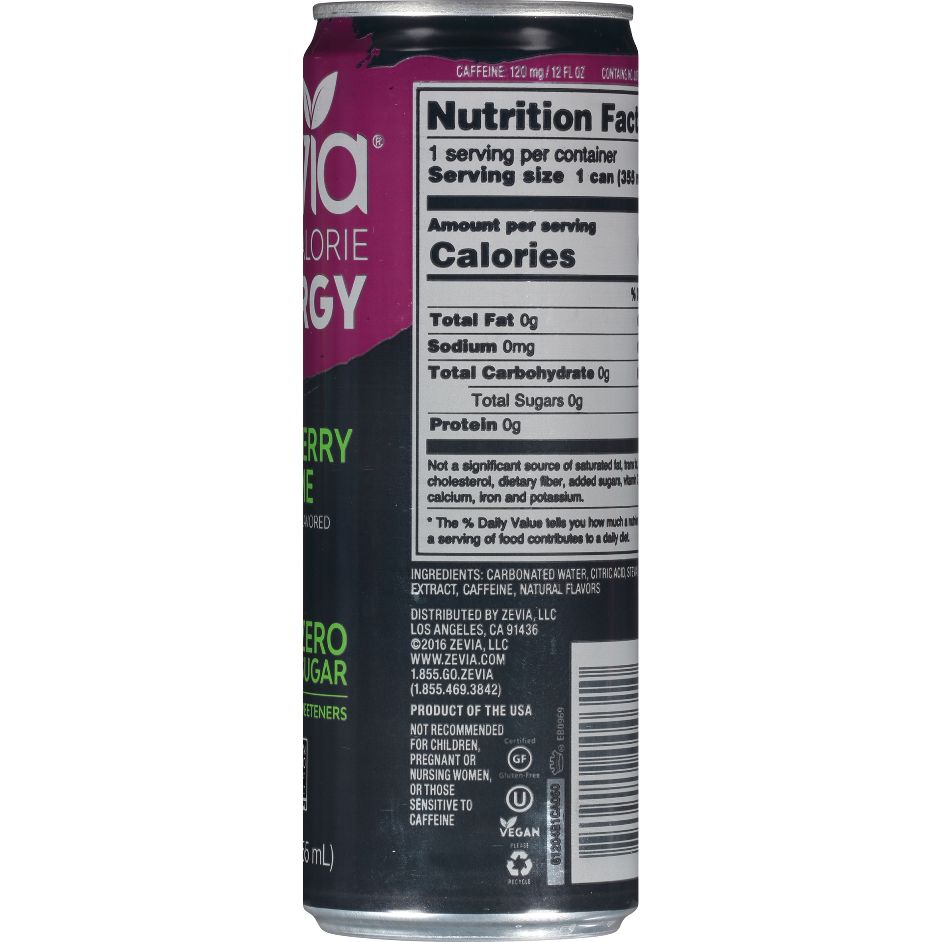 slide 5 of 6, Zevia Zero Sugar Raspberry Lime Energy Drink 12 fl oz, 12 fl oz