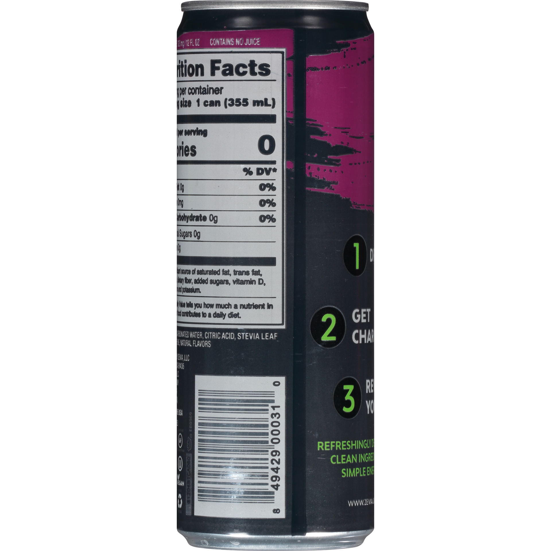 slide 2 of 6, Zevia Zero Sugar Raspberry Lime Energy Drink 12 fl oz, 12 fl oz