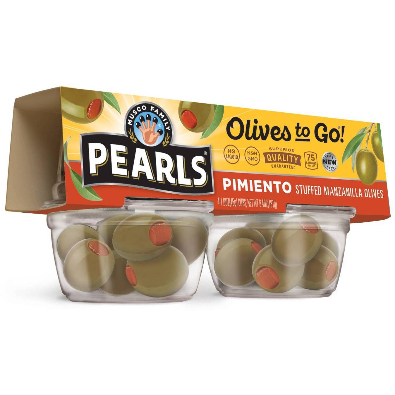 slide 1 of 8, Pearls Pimiento Stuffed Spanish Green Olives, 4 ct; 1.6 oz
