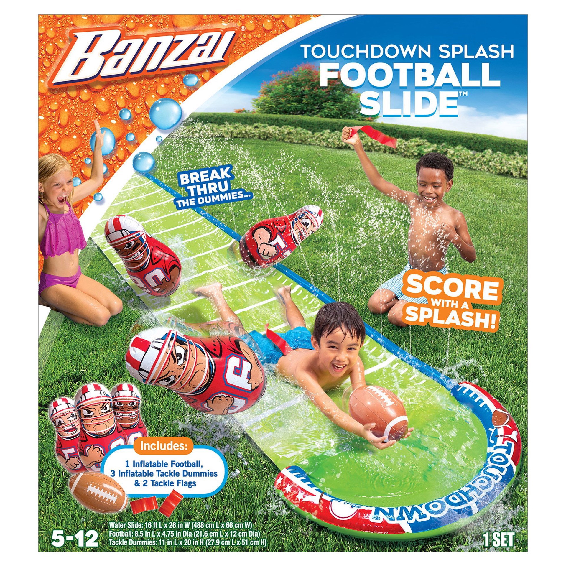 slide 1 of 1, Banzai Touchdown Splash Football Water Slide, 16 ft