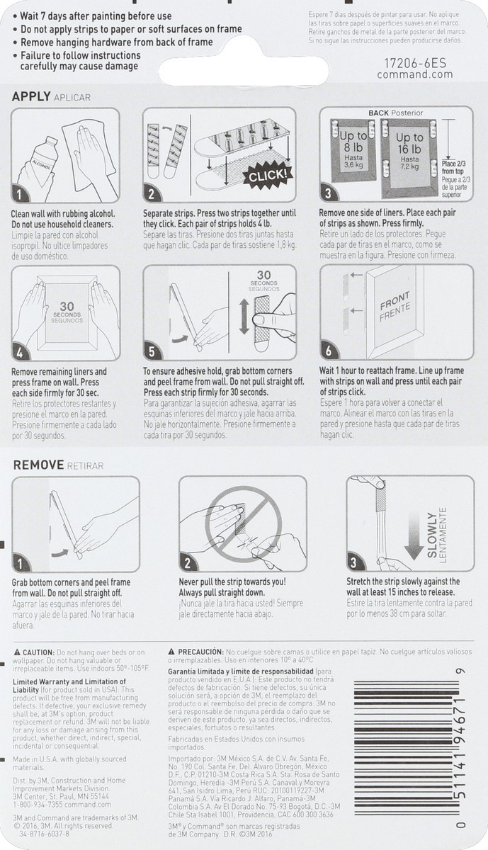 slide 3 of 8, Command Picture Hanging Strips 6 ea, 6 ct