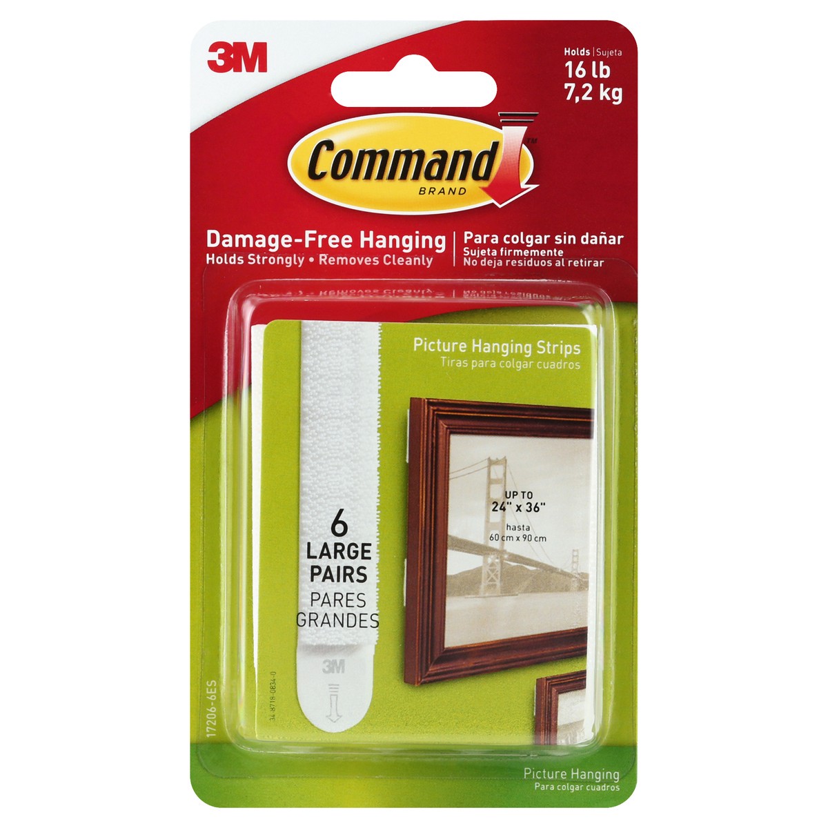 slide 6 of 8, Command Picture Hanging Strips 6 ea, 6 ct