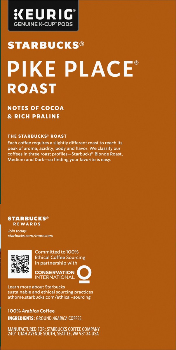 slide 5 of 9, Starbucks K-Cup Pods Medium Roast Ground 100% Arabica Pike Place Roast Coffee 32 - 0.44 oz ea, 32 ct