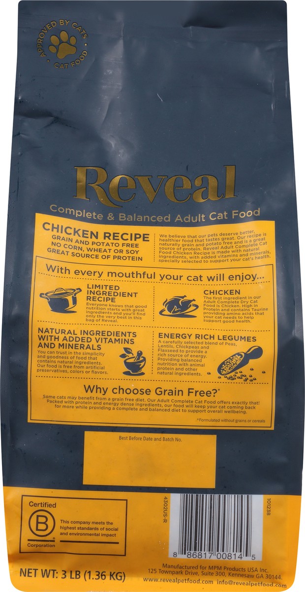 slide 6 of 10, Reveal Complete Dry Cat Food Adult Chicken Recipe 3 Lb., 3 lb
