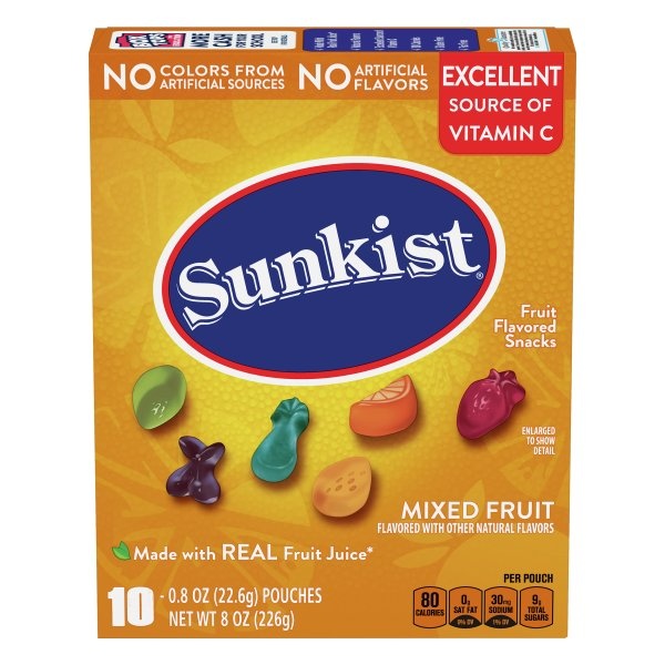 slide 1 of 1, Sunkist Fruit Flavored Snacks Mixed Fruit, 8 oz