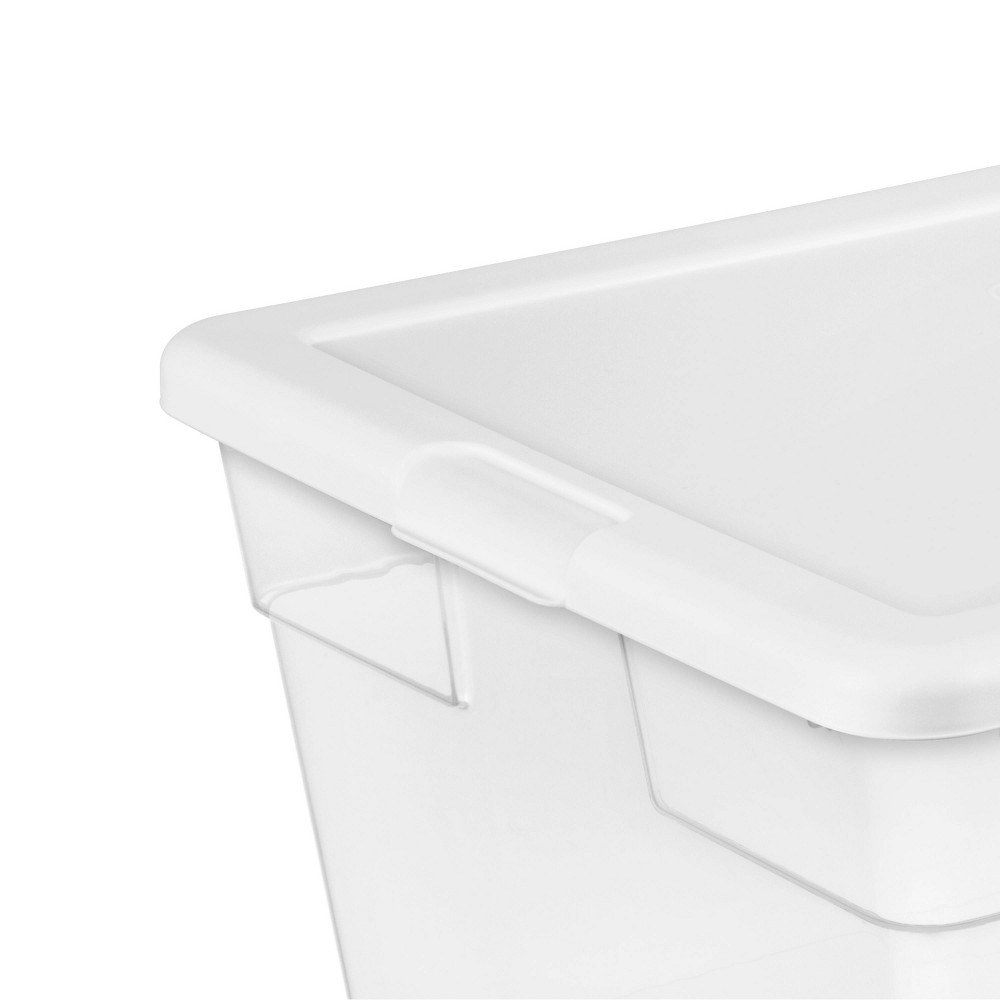 slide 7 of 7, Sterilite Storage Tote - Transparent With Glacier White Lid, 56 qt