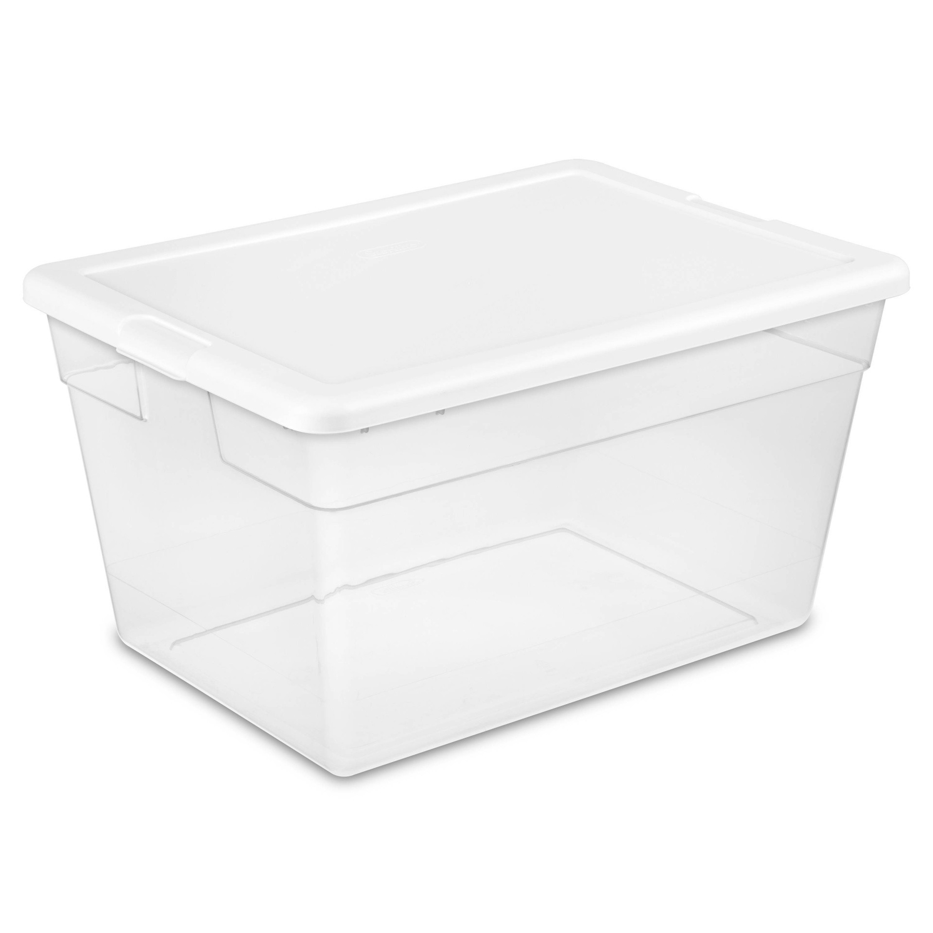 slide 1 of 7, Sterilite Storage Tote - Transparent With Glacier White Lid, 56 qt