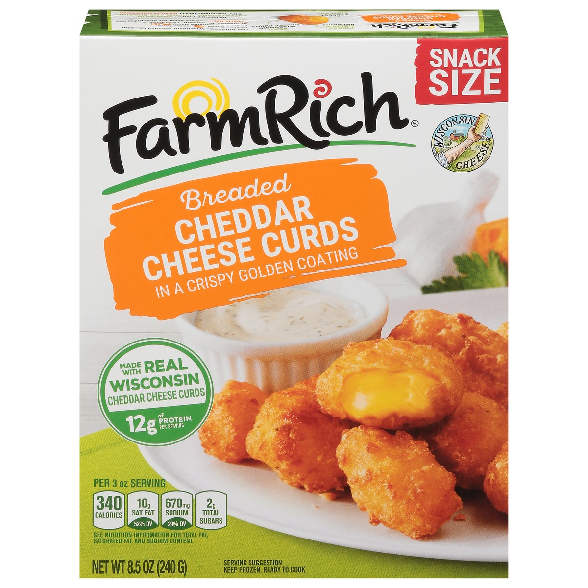 slide 17 of 17, Farm Rich Snack Size Breaded Cheddar Chese Curds 8.5 oz, 8.5 oz