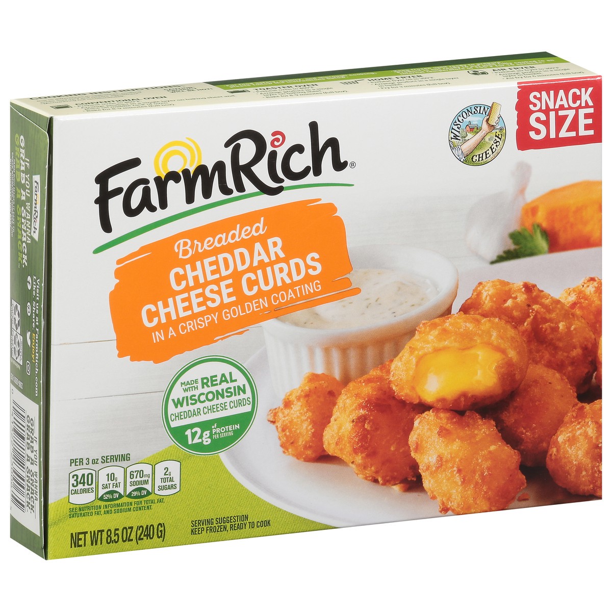 slide 12 of 17, Farm Rich Snack Size Breaded Cheddar Chese Curds 8.5 oz, 8.5 oz