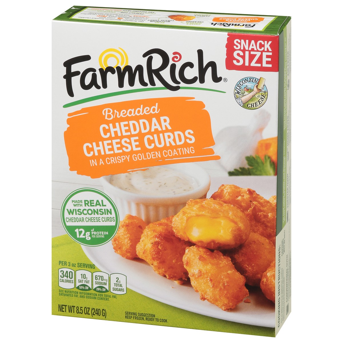 slide 5 of 17, Farm Rich Snack Size Breaded Cheddar Chese Curds 8.5 oz, 8.5 oz