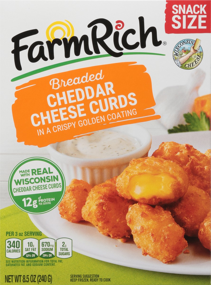 slide 11 of 17, Farm Rich Snack Size Breaded Cheddar Chese Curds 8.5 oz, 8.5 oz