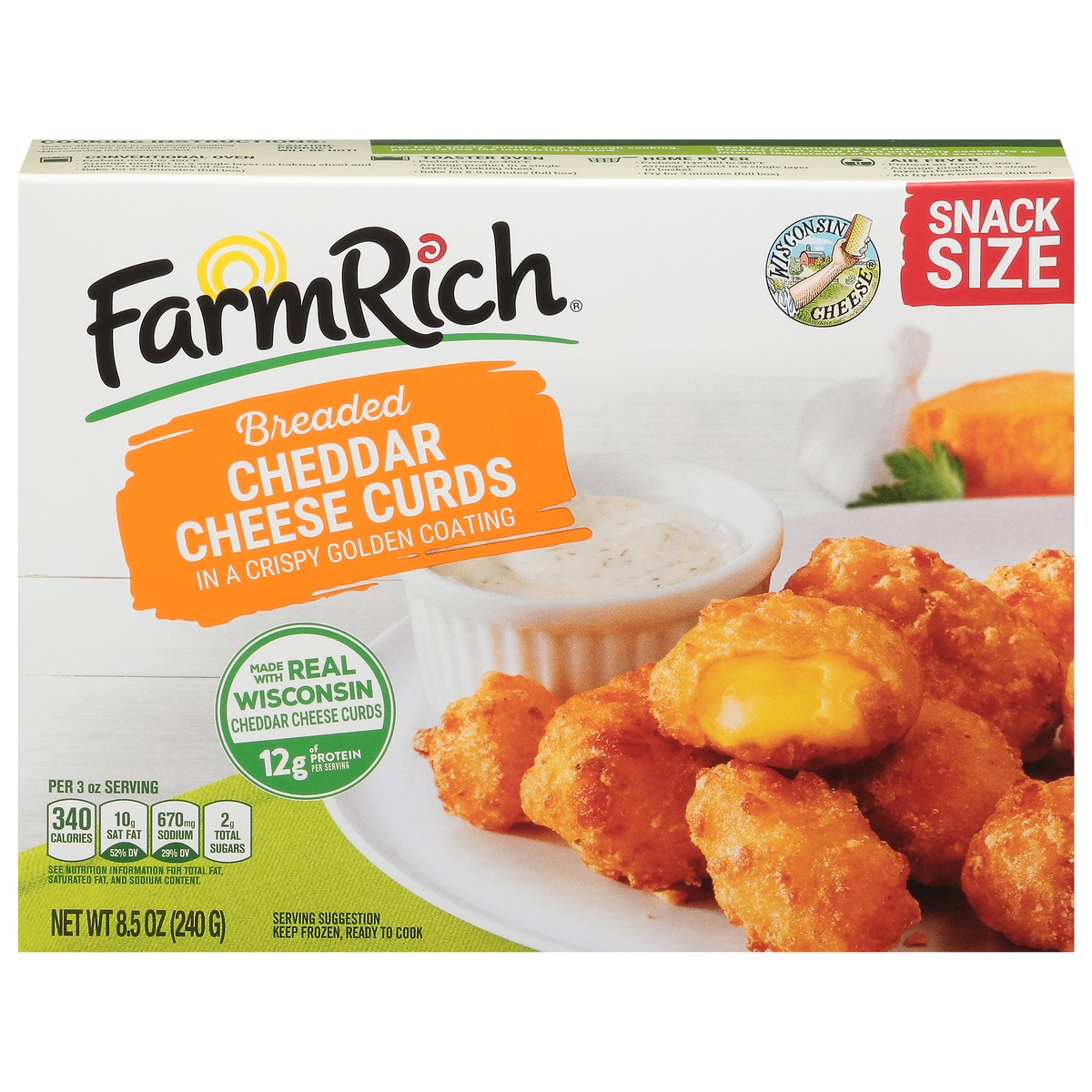 slide 7 of 17, Farm Rich Snack Size Breaded Cheddar Chese Curds 8.5 oz, 8.5 oz