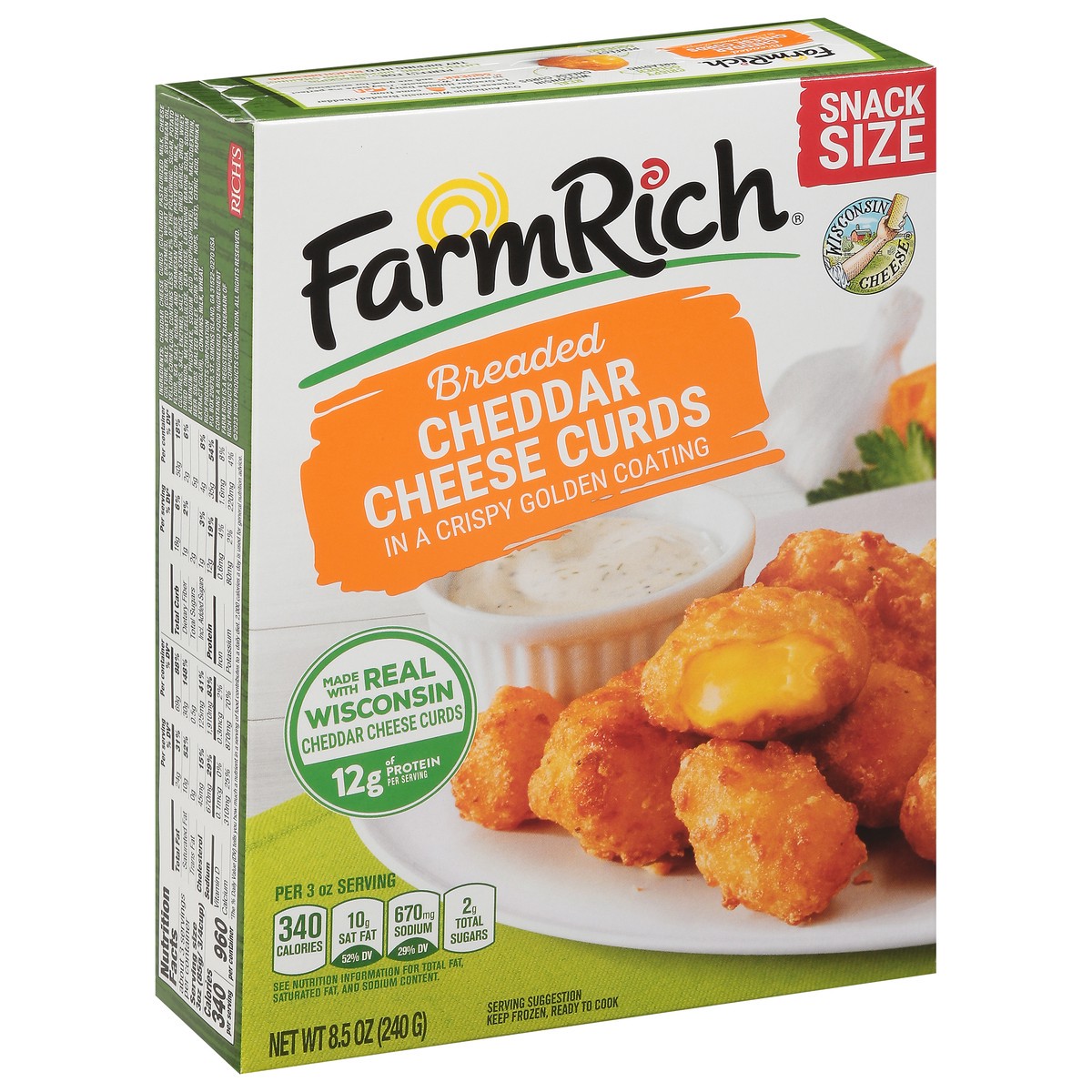 slide 13 of 17, Farm Rich Snack Size Breaded Cheddar Chese Curds 8.5 oz, 8.5 oz