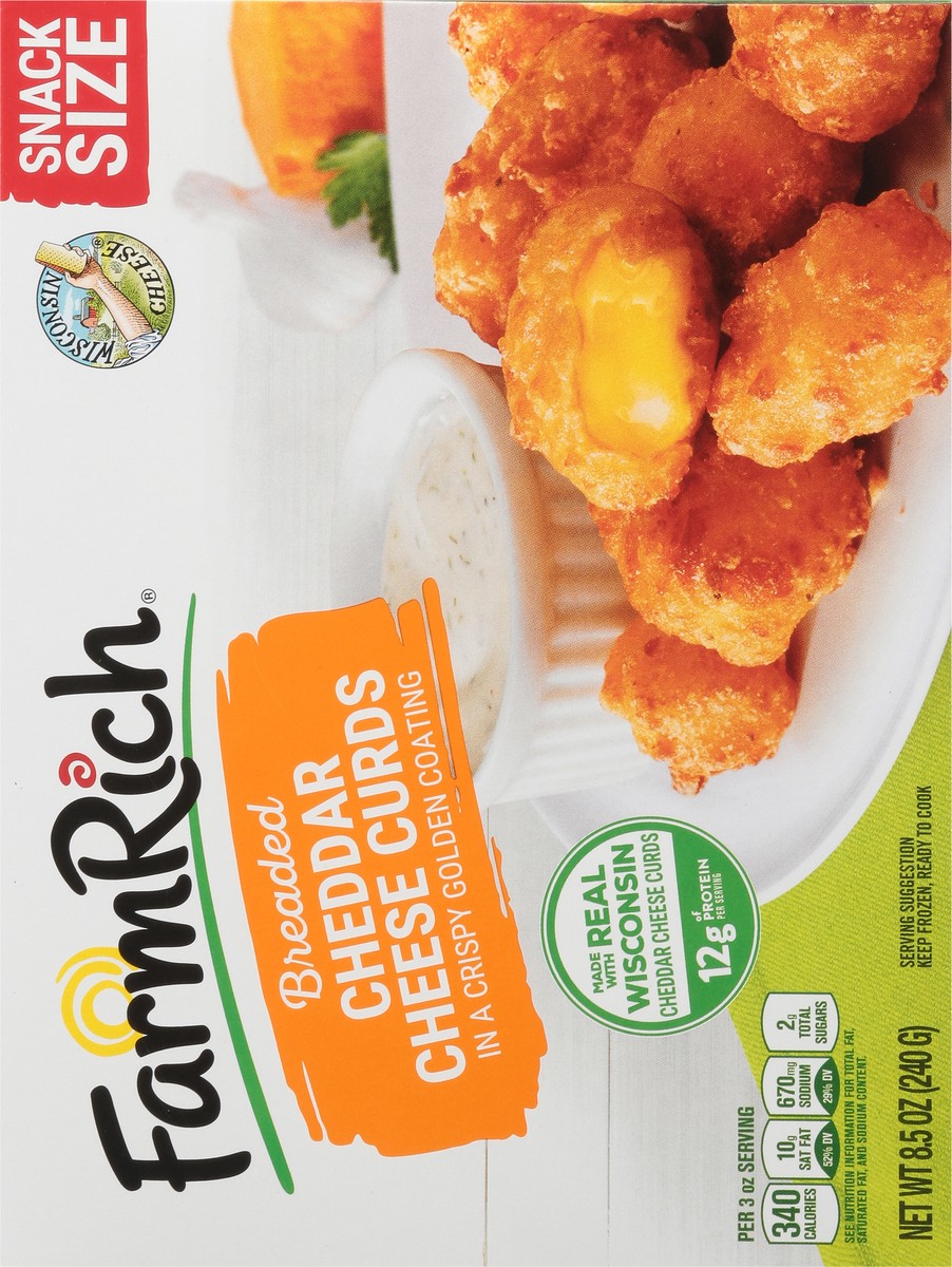 slide 9 of 17, Farm Rich Snack Size Breaded Cheddar Chese Curds 8.5 oz, 8.5 oz