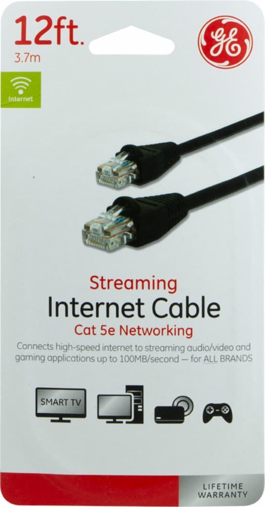 slide 1 of 1, Ge Internet Streaming Cable - Black, 12 ft