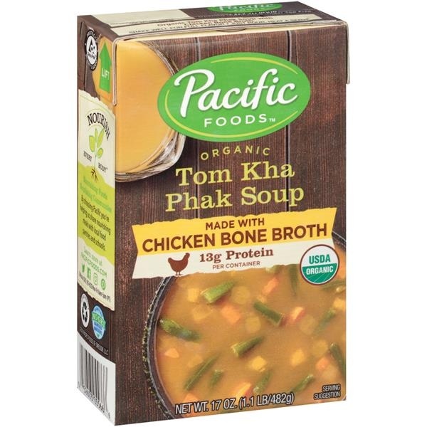 slide 1 of 1, Pacific Natural Foods Tom Kha Phak Bone Broth Soup, 17 oz