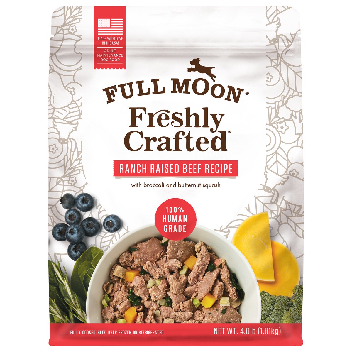 slide 1 of 5, FULL MOON Freshly Crafted Ranch Raised Beef Recipe Dog Food, 64 oz., 4 lb