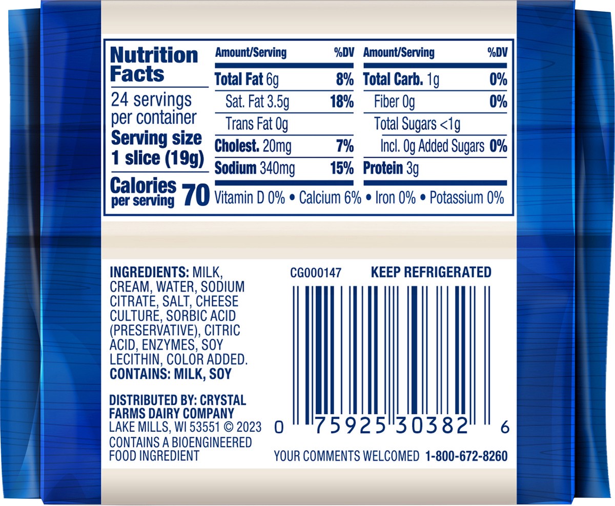 slide 7 of 8, Crystal Farms Cheese Slices, American, Classic, Deluxe Melts, 24 ct