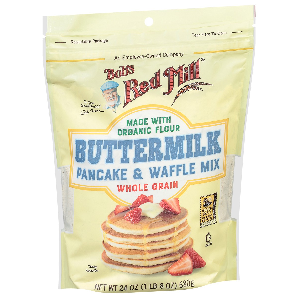 slide 6 of 9, Bob's Red Mill Whole Grain Buttermilk Pancake & Waffle Mix 24 oz, 24 oz