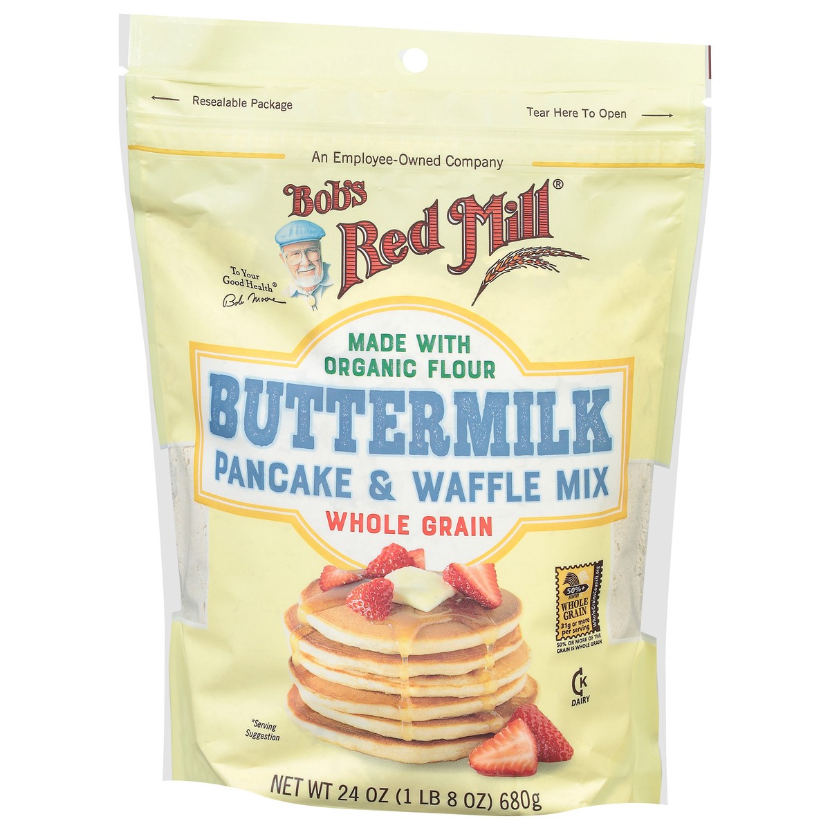 slide 2 of 9, Bob's Red Mill Whole Grain Buttermilk Pancake & Waffle Mix 24 oz, 24 oz