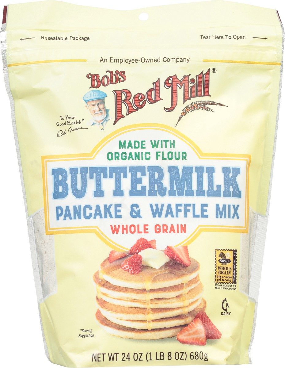 slide 7 of 9, Bob's Red Mill Whole Grain Buttermilk Pancake & Waffle Mix 24 oz, 24 oz