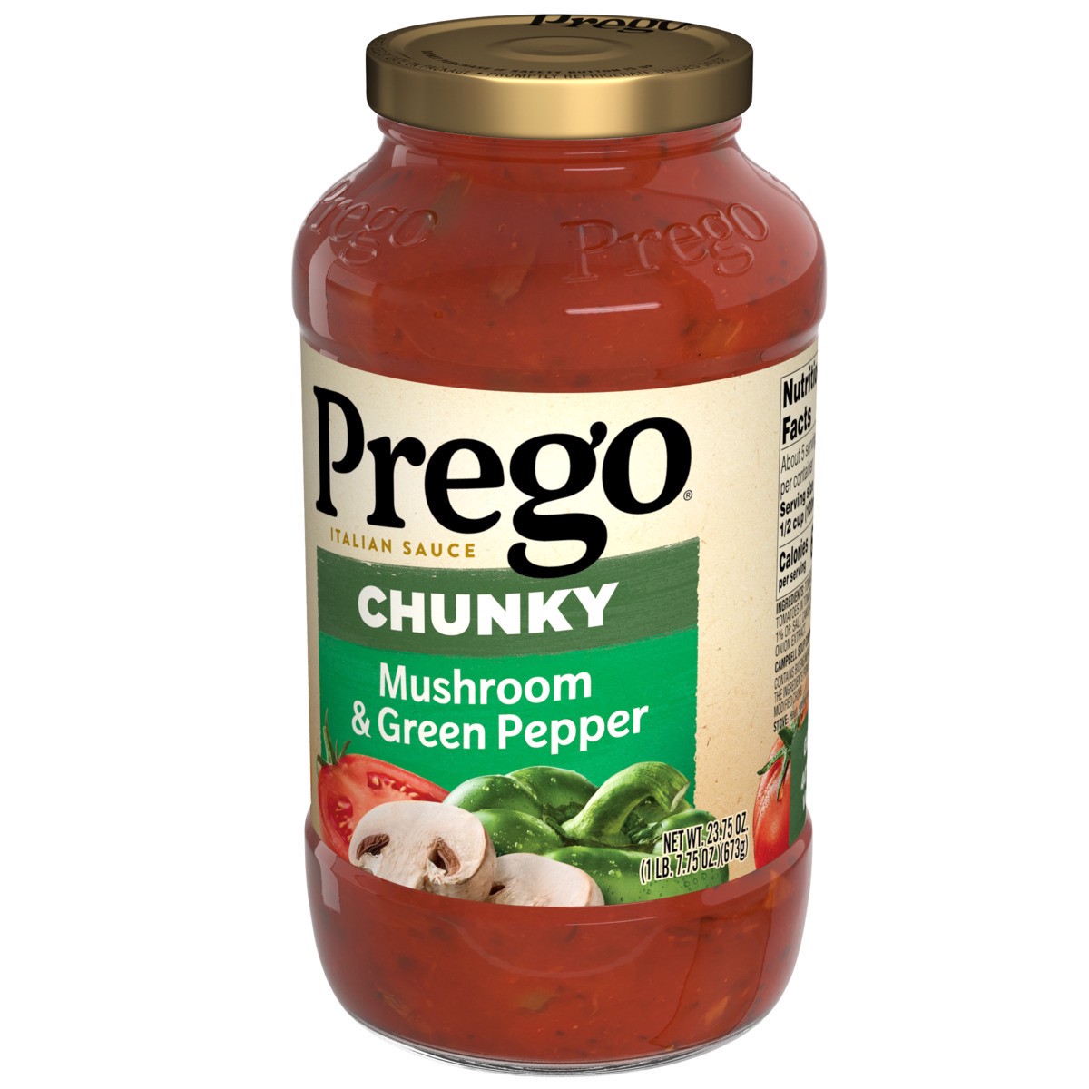 slide 8 of 11, Prego Chunky Mushroom and Green Pepper Pasta Sauce, 23.75 oz Jar, 23.75 oz