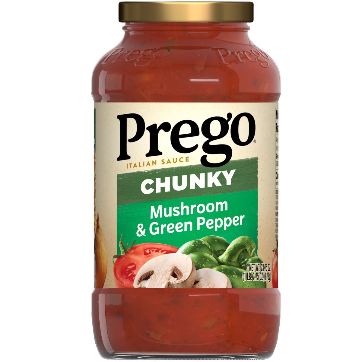 slide 3 of 11, Prego Chunky Mushroom and Green Pepper Pasta Sauce, 23.75 oz Jar, 23.75 oz