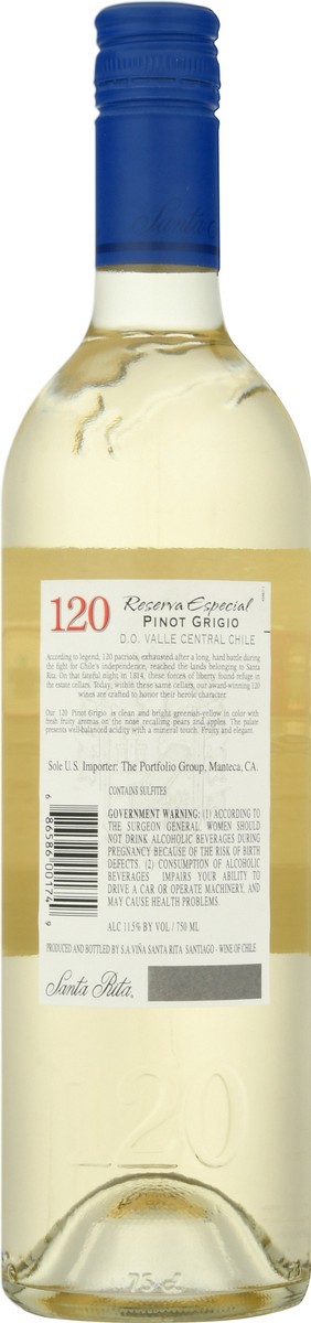 slide 6 of 9, 120 Reserva Especial Valle Central Chile Pinot Grigio 750 ml Bottle, 1 ct