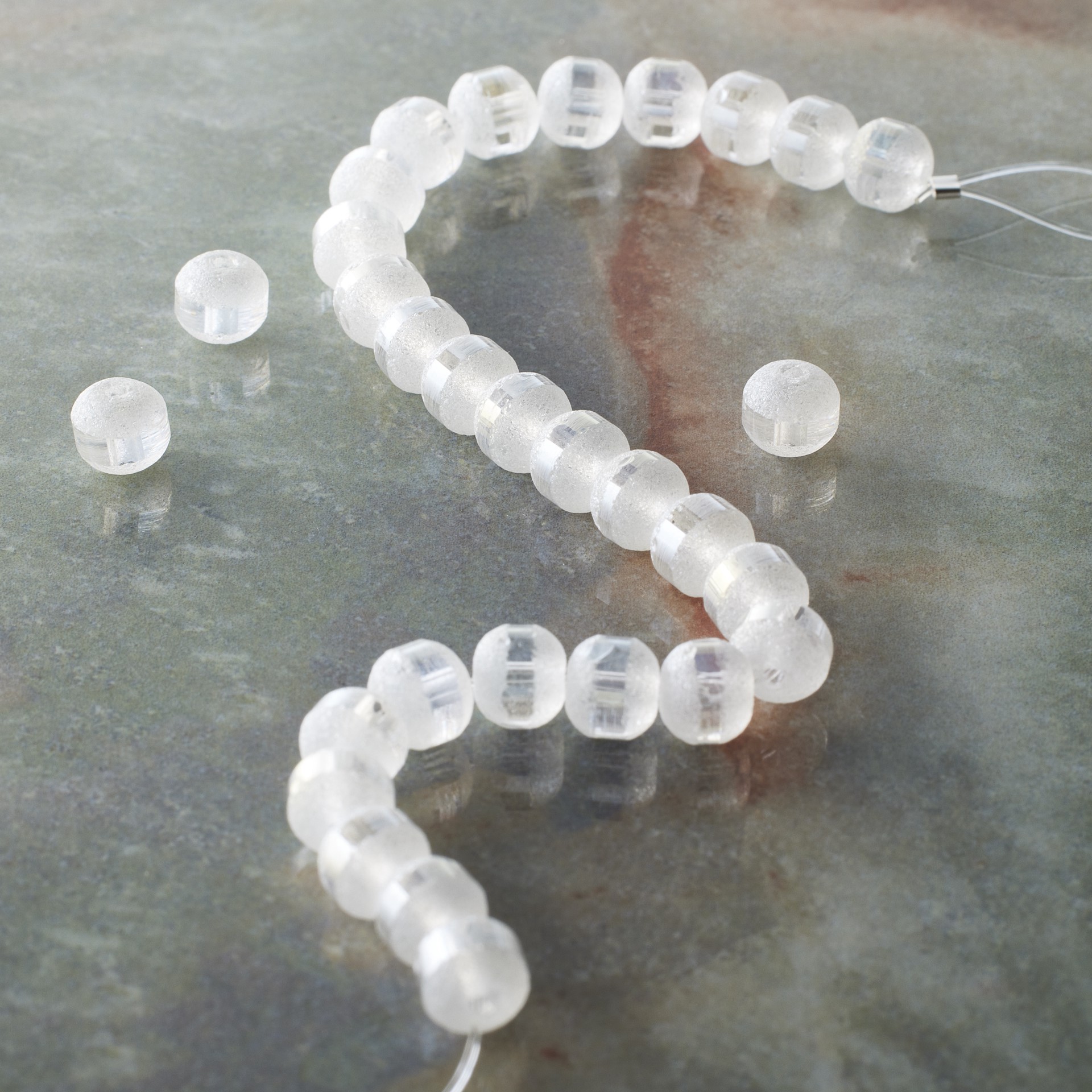 slide 3 of 3, White Glass Round Beads, 6mm By Bead Landing, 6 mm
