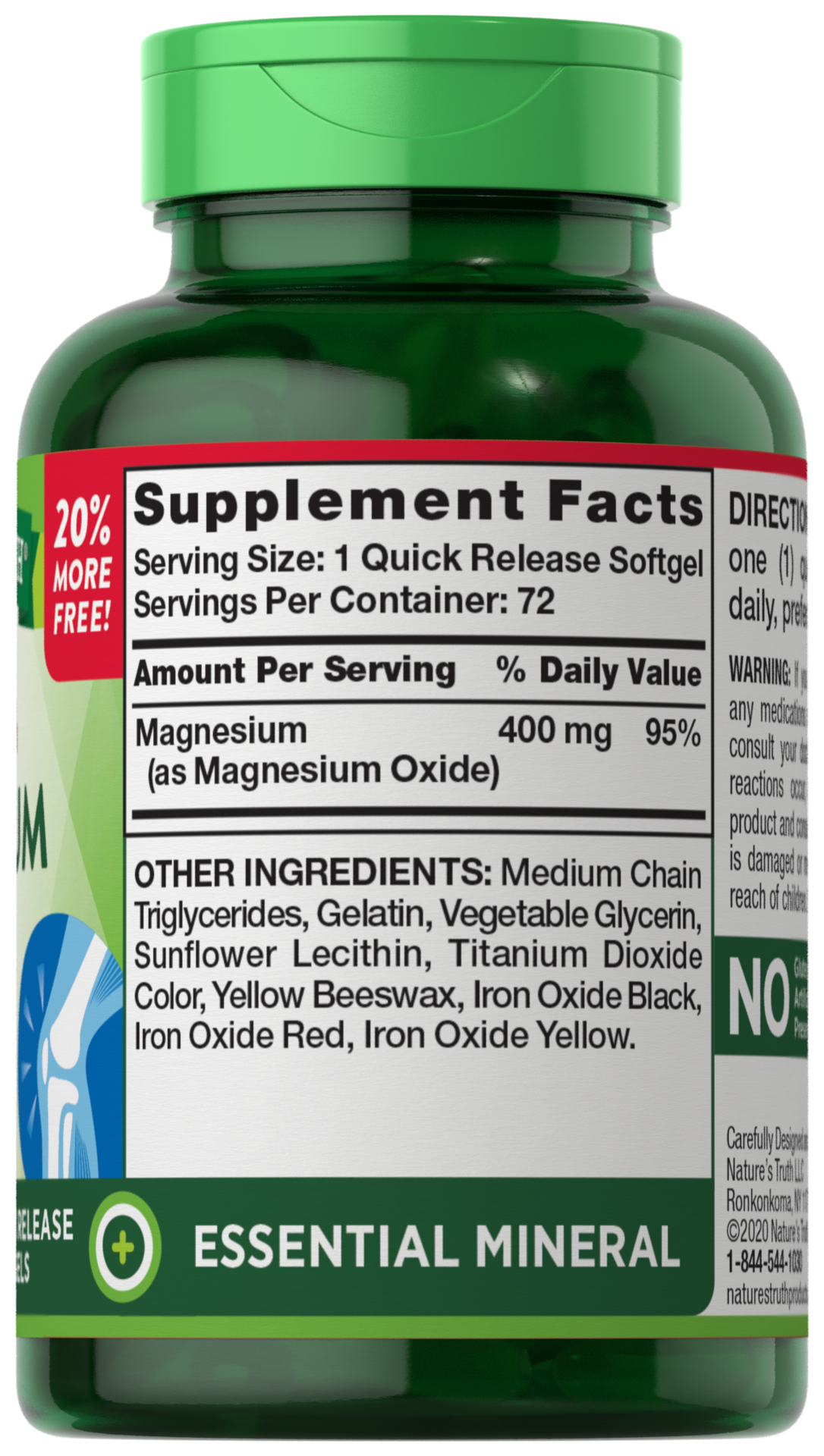 slide 3 of 4, Nature's Truth Magnesium 400mg 60+12 SG, 72 ct; 400 mg