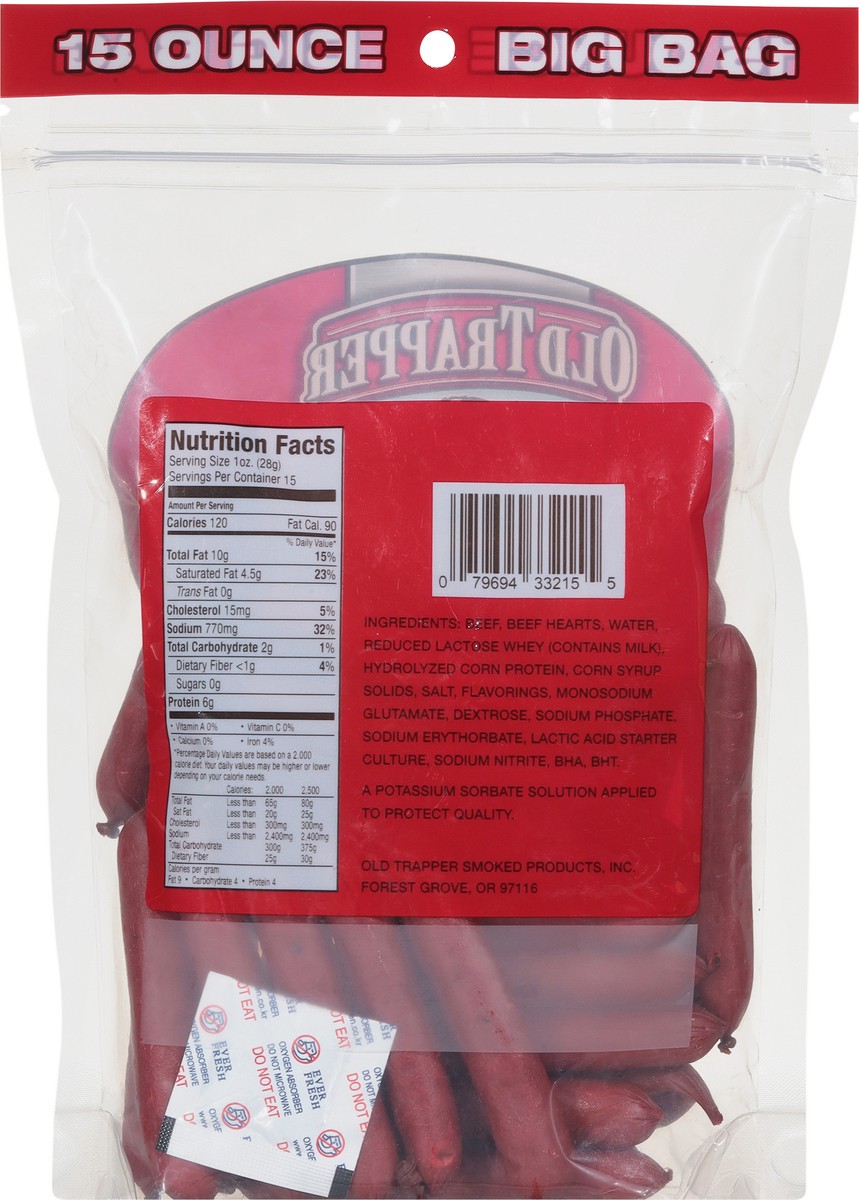 slide 4 of 13, Old Trapper Deli Style Jalapeno Beef Sticks Big Bag 15 oz, 15 oz