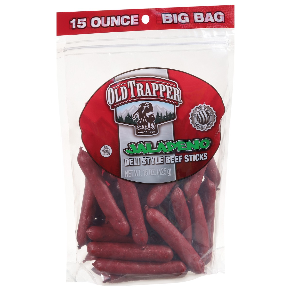 slide 3 of 13, Old Trapper Deli Style Jalapeno Beef Sticks Big Bag 15 oz, 15 oz