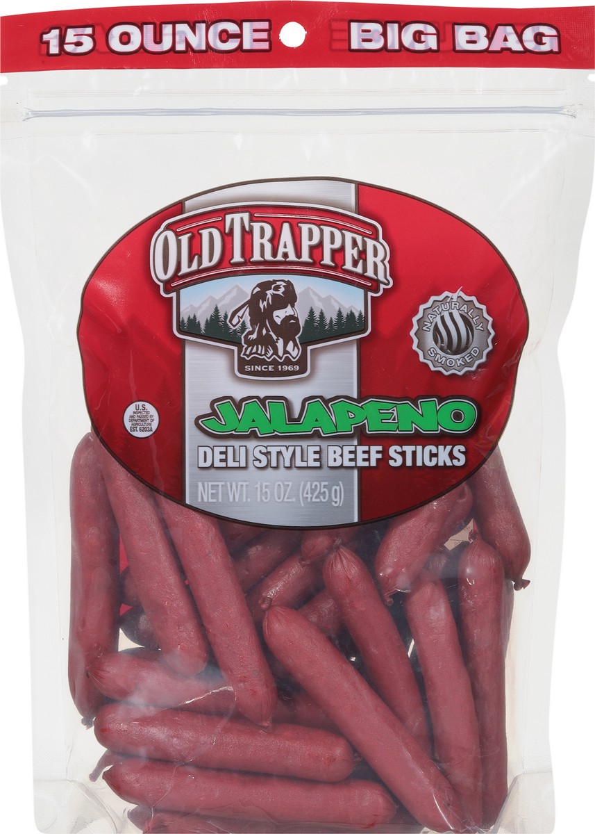 slide 13 of 13, Old Trapper Deli Style Jalapeno Beef Sticks Big Bag 15 oz, 15 oz
