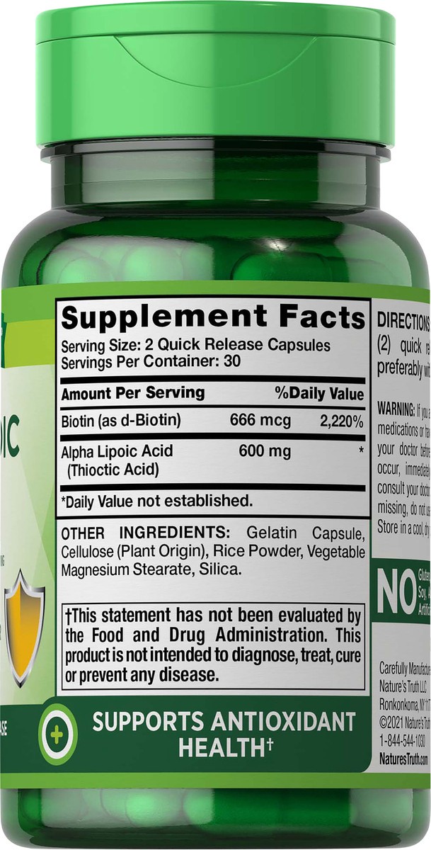 slide 2 of 5, Nature's Truth Alpha Lipoic Acid 300 mg plus Biotin Optimizer, 60 ct