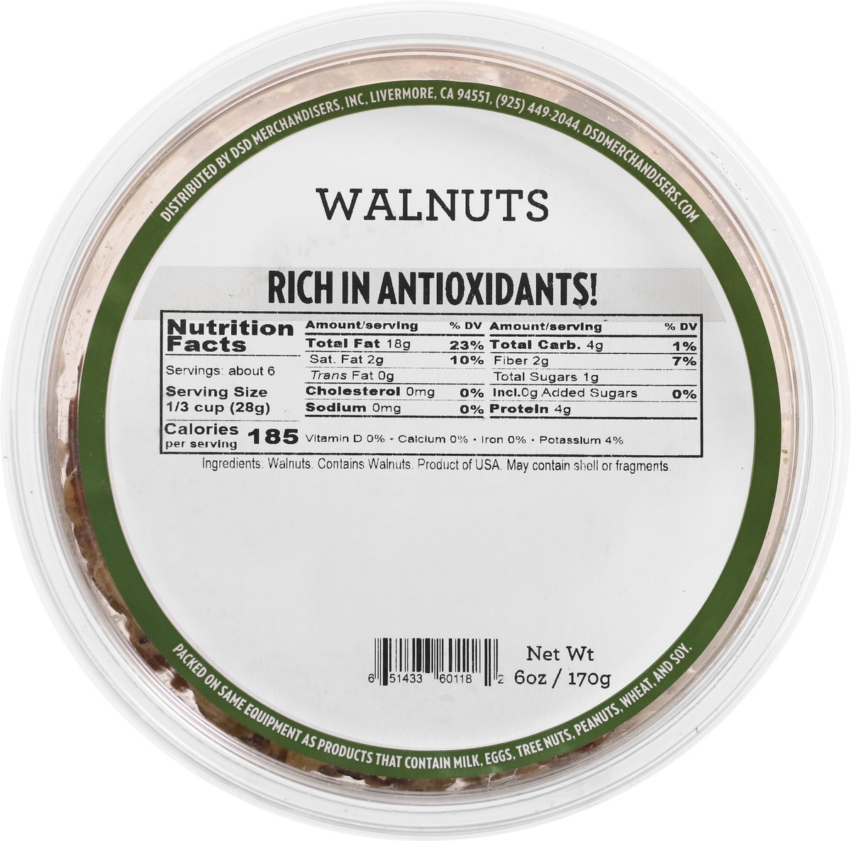 slide 1 of 13, DSD Merchandisers Walnuts 6 oz, 6 oz