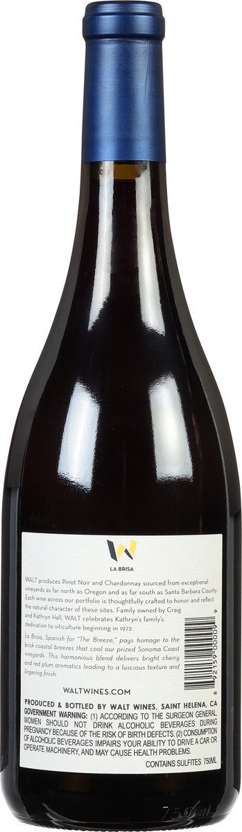 slide 4 of 9, Walt Sonoma Coast Sonoma County La Brisa Pinot Noir 750 Ml Bottle, 750 ml