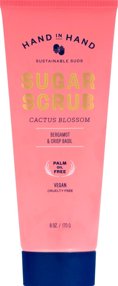 slide 1 of 1, Hand in Hand Sustainable Suds Sugar Scrub Cactus Blossom Bergamot & Crisp Basil Soap, 6 oz