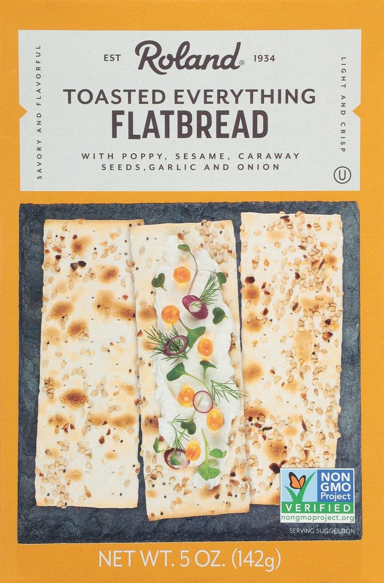 slide 12 of 12, Roland Toasted Everything Flatbread 5 oz, 5 oz