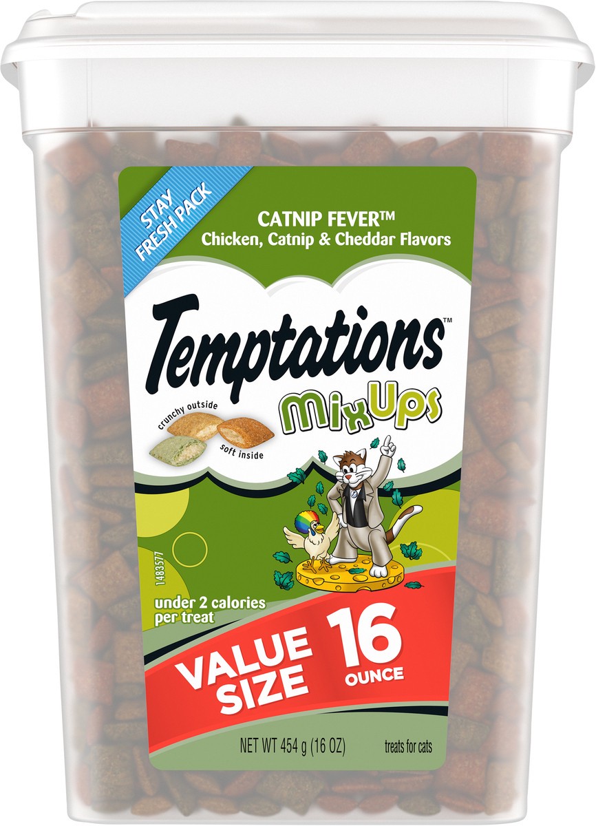 slide 8 of 9, Temptations MixUps Catnip Fever Chicken Catnip & Cheese Flavors Treats for Cats Value Size 16 oz, 16 oz