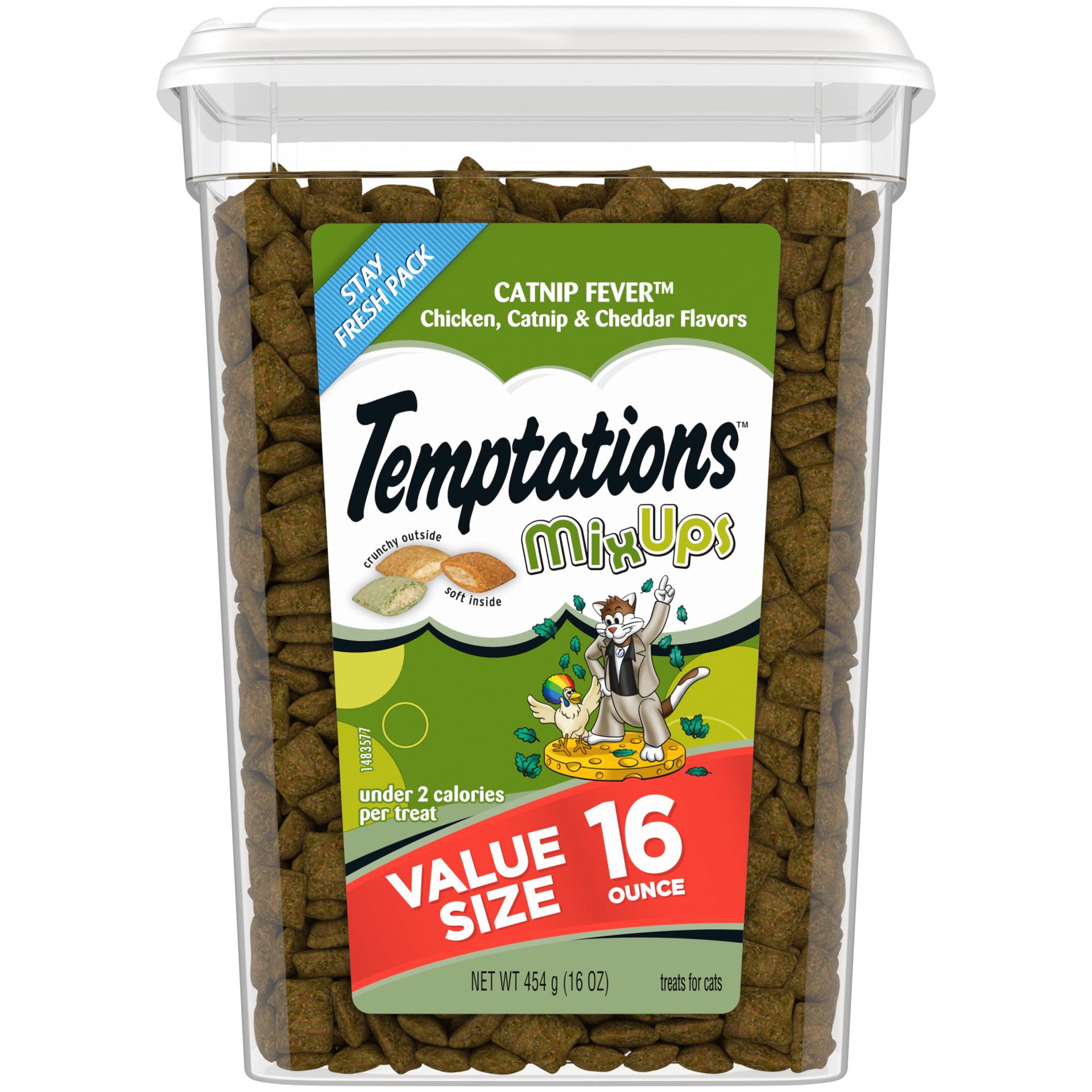 slide 1 of 9, Temptations MixUps Catnip Fever Chicken Catnip & Cheese Flavors Treats for Cats Value Size 16 oz, 16 oz