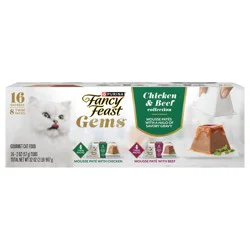 Fancy Feast Gems Pate Cat Food Mousse Chicken or beef and a Halo of Savory Gravy Wet Cat Food Variety Pack - (1) 8 ct. Boxes
