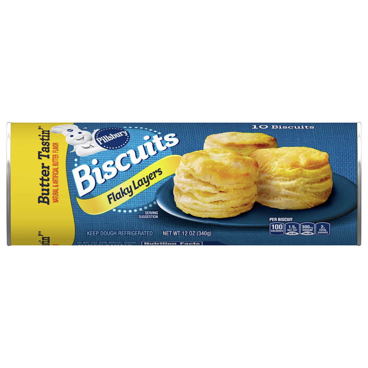 slide 1 of 14, Pillsbury Flaky Layers Butter Tastin' Biscuits, 12 ct, 10 ct