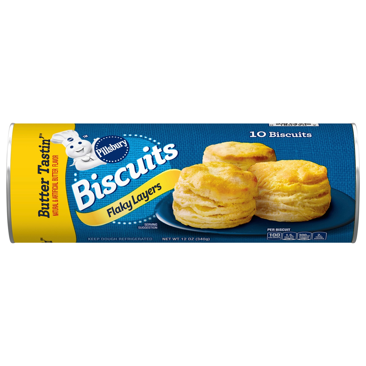 slide 1 of 1, Pillsbury Flaky Layers Butter Tastin' Biscuits, 10 ct, 12 oz