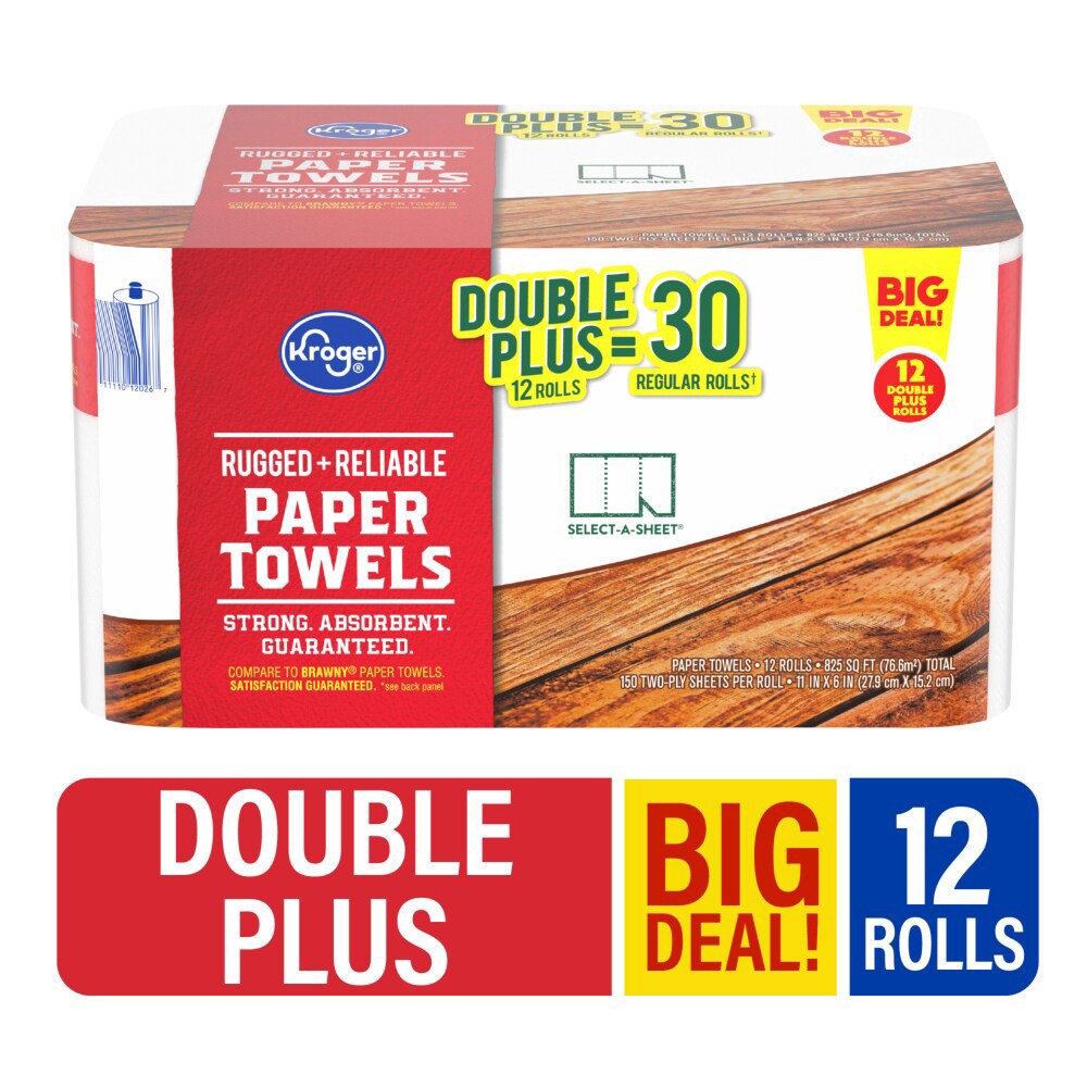 slide 4 of 4, Kroger Rugged + Reliable Double Plus Paper Towel Big Deal!, 12 ct