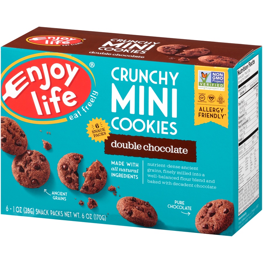 slide 3 of 8, Enjoy Life Crunchy Double Chocolate Mini Cookies Snack Packs, 6 ct; 1 oz