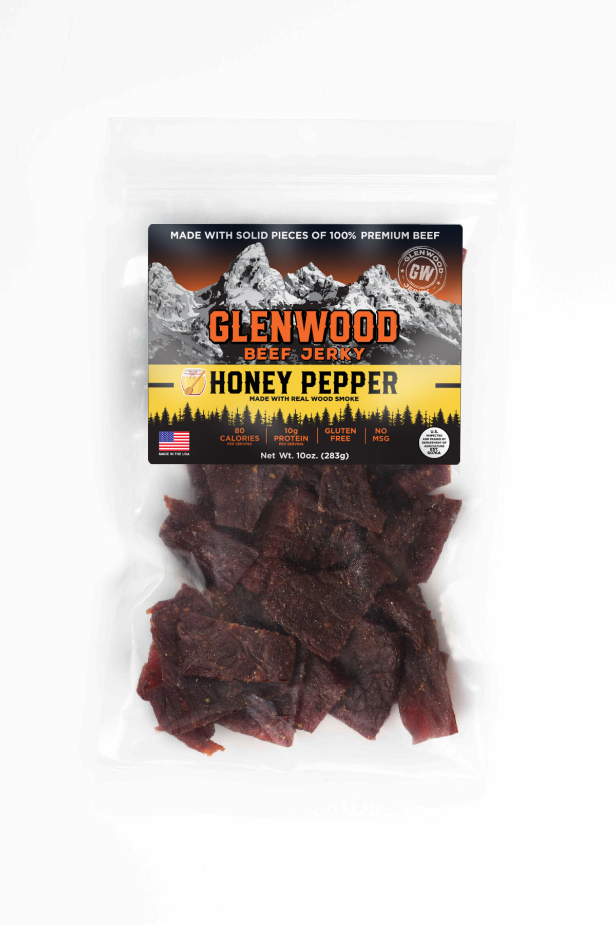 slide 1 of 5, Glenwood Honey Pepper Beef Jerky, 10 oz
