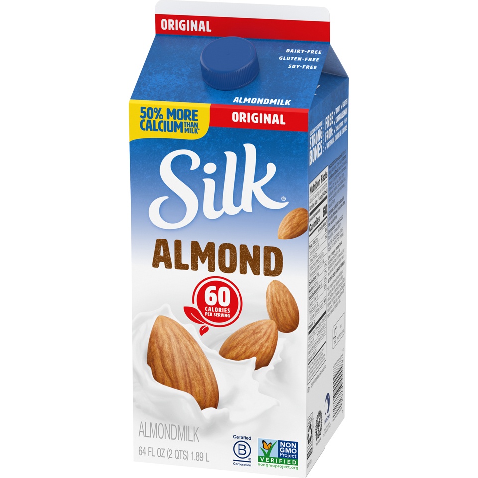 slide 7 of 9, Silk Original Pure Almond Milk, 1/2 gal