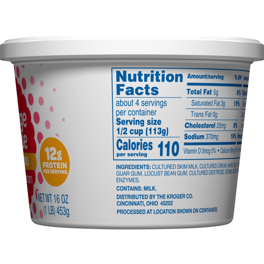 slide 4 of 5, Kroger 4% Milkfat Small Curd Cottage Cheese, 16 oz