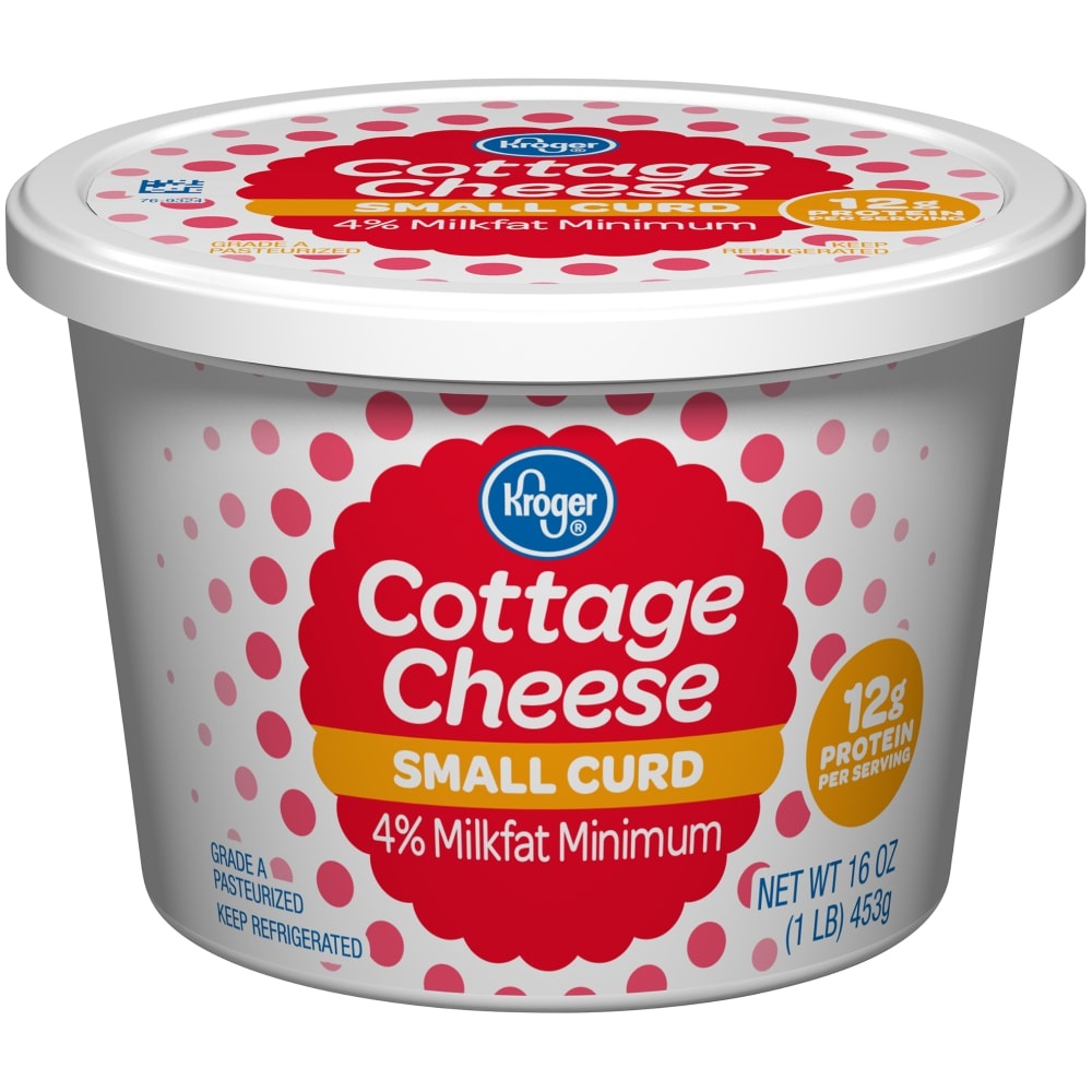 slide 1 of 1, Kroger 4% Milkfat Small Curd Cottage Cheese, 16 oz